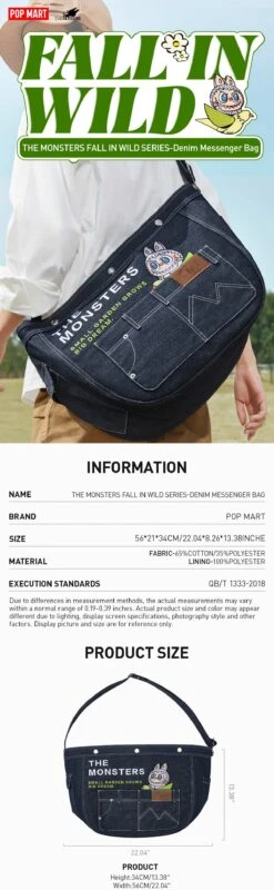 THE MONSTERS FALL IN WILD SERIES-Denim Messenger Bag -Outlet Mega Plush Store 20240408 160201 562526 1200x3888