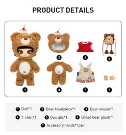MOLLY Bear Bread 1/8 Action Figure -Outlet Mega Plush Store 20241010 095347 785358 02 molly bear bread 1 8 action figure bjd details popmart us 1200x1289