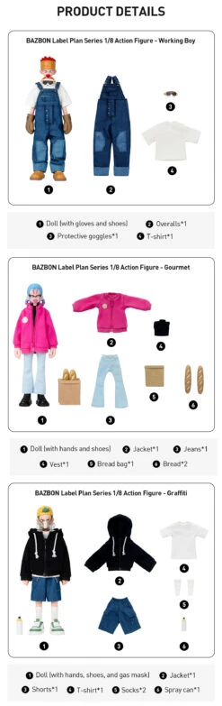 BAZBON Label Plan Series 1/8 Action Figure -Outlet Mega Plush Store 20241015 114421 753114 bazbon label plan series 1 8 action figure blind boxes pop mart us detail 03 1200x3805
