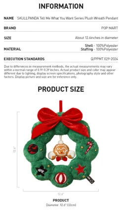 SKULLPANDA Tell Me What You Want Series Plush Wreath Pendant -Outlet Mega Plush Store 20241104 181332 801512 03 skullpanda tell me what you want series plush wreath pendant accessories details popmart us 1200x2074