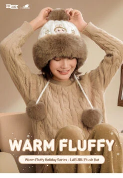 Warm Fluffy Holiday Series- LABUBU Plush Hat -Outlet Mega Plush Store 20241111 095503 102320 warm fluffy holiday series labubu plush hat accessories pop mart us detail 01 1200x1737