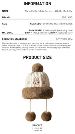 Warm Fluffy Holiday Series- LABUBU Plush Hat -Outlet Mega Plush Store 20241111 095503 814846 warm fluffy holiday series labubu plush hat accessories pop mart us detail 02 1200x2133
