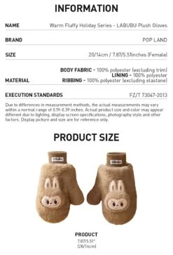 Warm Fluffy Holiday Series- LABUBU Plush Gloves -Outlet Mega Plush Store 20241111 095815 459223 warm fluffy holiday series labubu plush gloves accessories pop mart us detail 02 1200x1765