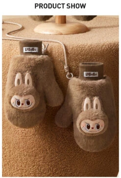Warm Fluffy Holiday Series- LABUBU Plush Gloves -Outlet Mega Plush Store 20241111 095815 668658 warm fluffy holiday series labubu plush gloves accessories pop mart us detail 03 1200x1763