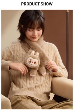 Warm Fluffy Holiday Series- LABUBU Plush Scarf -Outlet Mega Plush Store 20241111 100712 628390 warm fluffy holiday series labubu plush scarf accessories pop mart us detail 03 1200x1766
