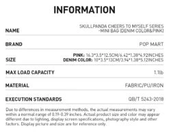 SKULLPANDA CHEERS TO MYSELF SERIES-Mini Bag -Outlet Mega Plush Store 20241127 110528 109654 skullpanda cheers to myself series mini bag denim color pink accessories pop mart us details 2 1200x943
