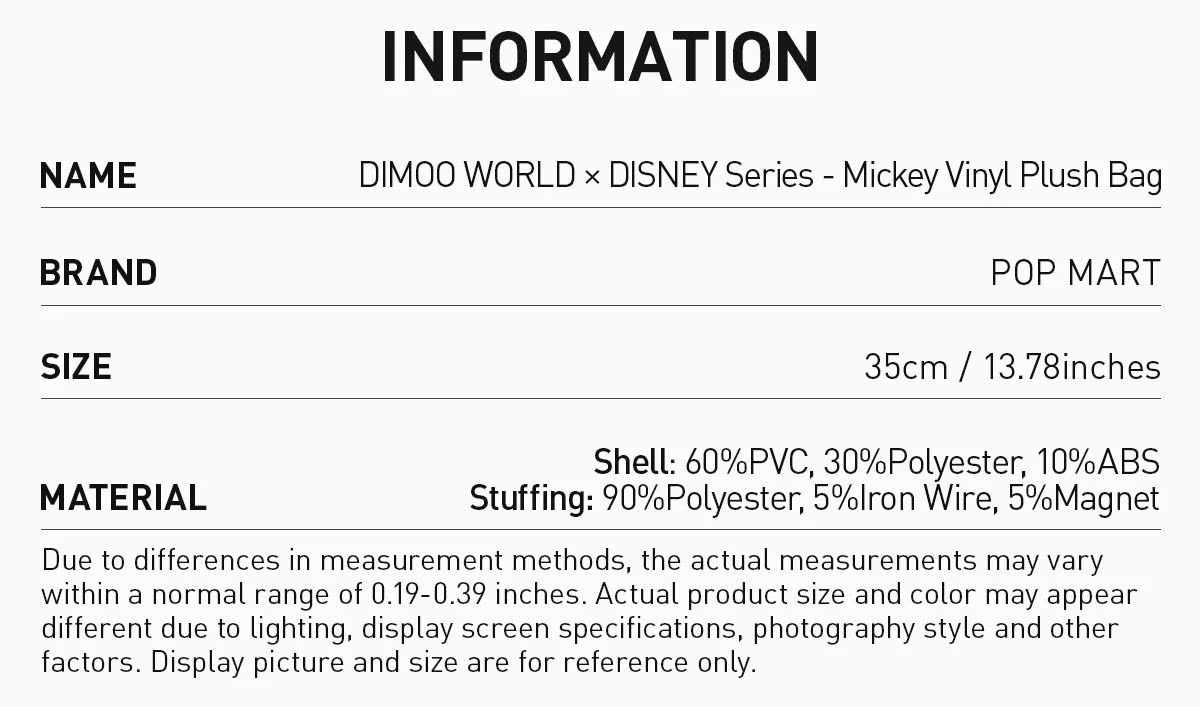 DIMOO WORLD × DISNEY Series-Mickey Vinyl Plush Bag 10 DIMOO WORLD × DISNEY Series-Mickey Vinyl Plush Bag - Image 10